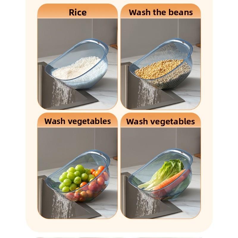Large Capacity Drain Basket Drain Bowl Household Sink Vegetable Basin Kitchen Rice Washing Colander Fruit Plate