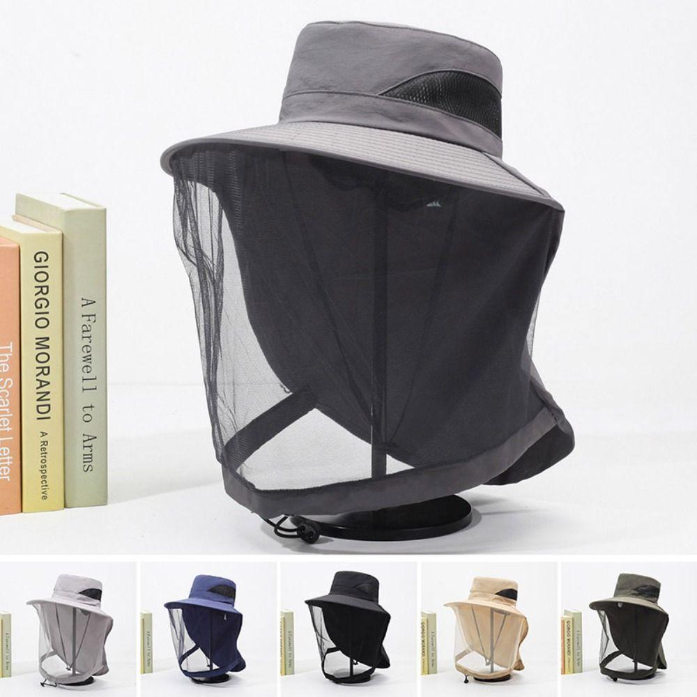 Foldable Bee Mosquito Hat Wide Brim Sun Protection Hat Casual Net Cover Fisherman Hat Fishing