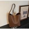 Stylish Trendy Soft Leather Shoulder Bag Girly Large Capacity Crossbody Bucket Bag Women Simple Fashi Commuter Tote Bags Gifts