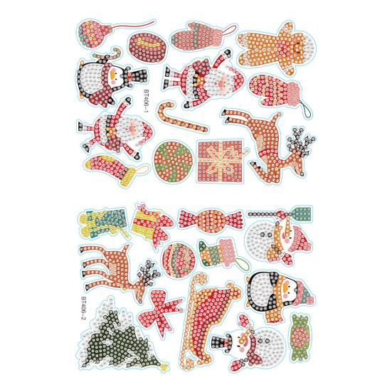 

2 шт. рождественские тематические наклейки со стразами DIY Craft яркие цвета мультяшный узор художественные ремесла наклейки со стразами