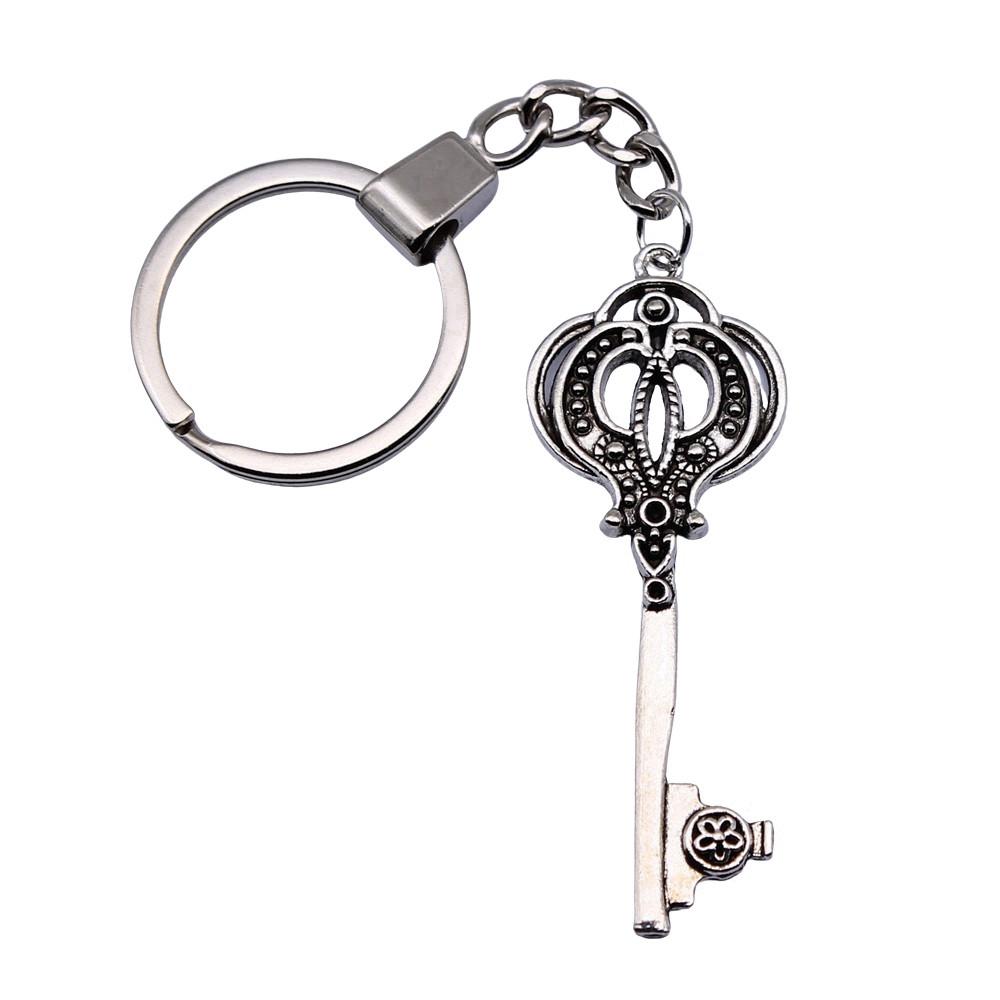 Ornate Gear Keychain Antique Style Punk Pendant Key Holder 30mm Ring