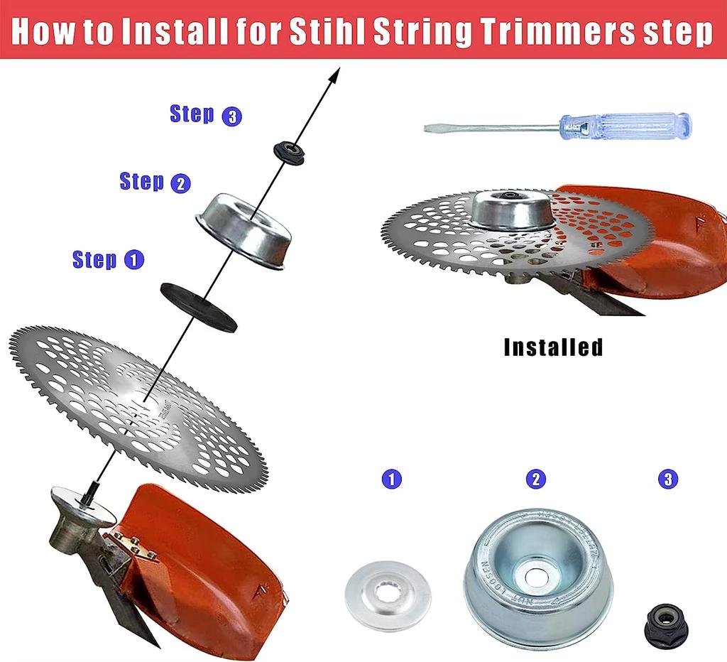 4x Grass Trimmer Head Adapter Attachment Nut Fixing Kit Trimmer Head Lawnmower Blade for Stihl Trimmer Brush Cutter Garden Tool