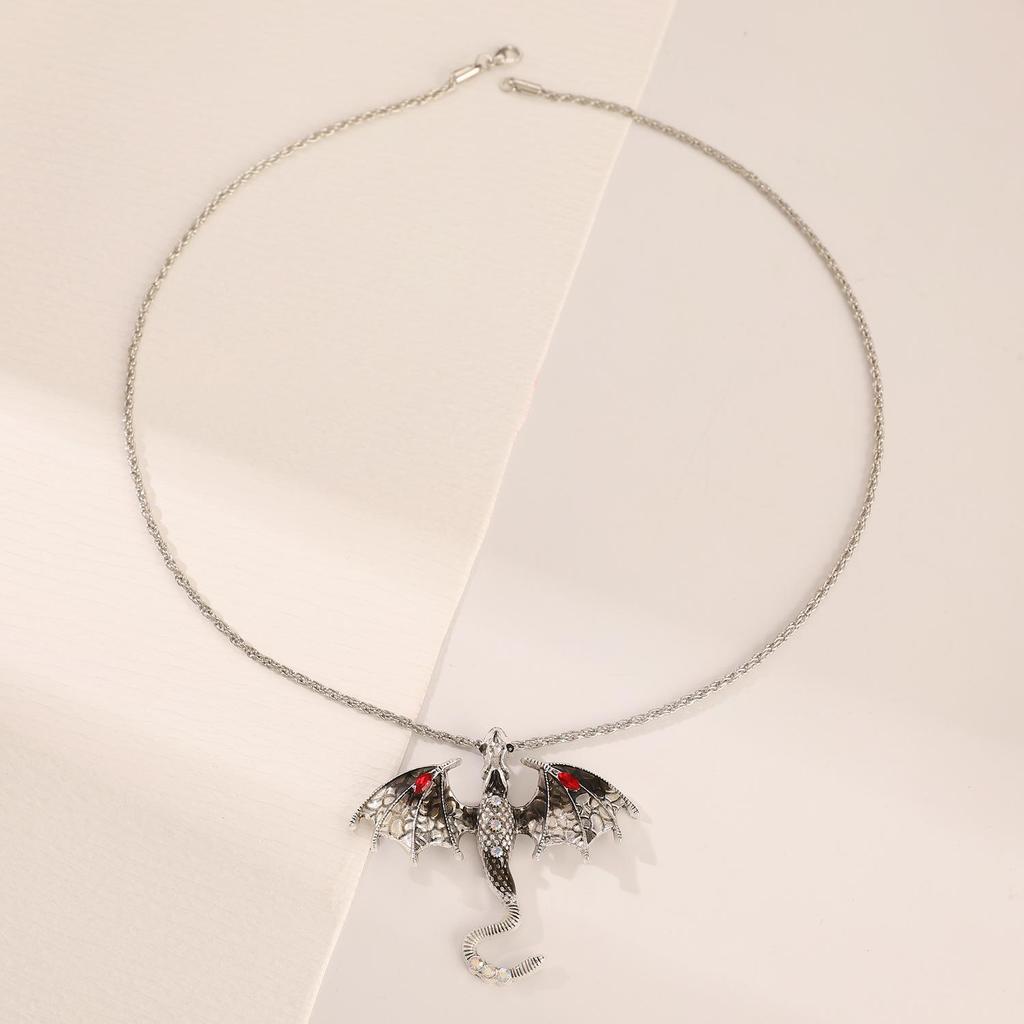 Retro Drip Cartoon Drachen Anhänger Halskette mit Diamanten - Europäischer & Amerikanischer Disco Hip Hop Stil