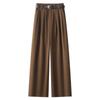 Khaki Wool Wide-Leg Pants for Women: New 2024 Autumn/Winter Relaxed Slim-Fit Straight-Leg with Drape Casual Long Pants