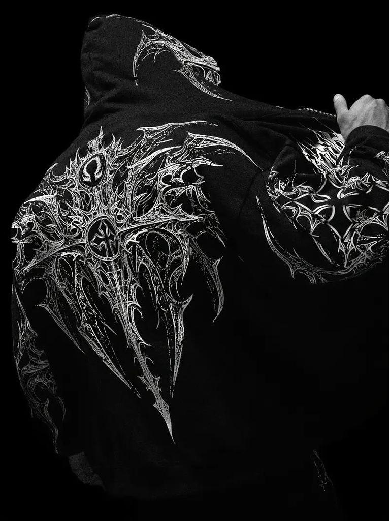 Divine Breath Zipper Hoodie: Men's Dark Style Fitness Sweatshirt