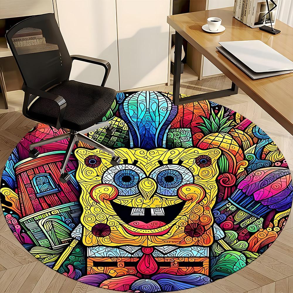 1pc Artwork Office Round Area Rug, Indoor Mat Suitable For Office, Bedroom Living Room Home Decor, Room Deco,  Offic a0928126