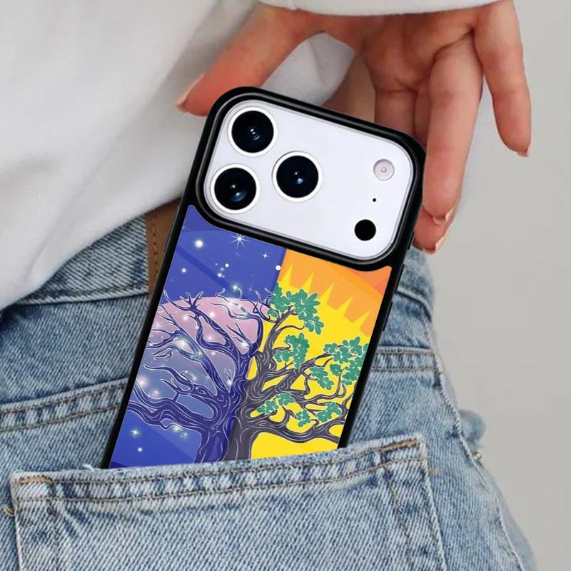 Day Night Tree Phone Case for iPhone 16e 15 14 13 12 17 Pro Max Plus Air 17pro Cover Coque