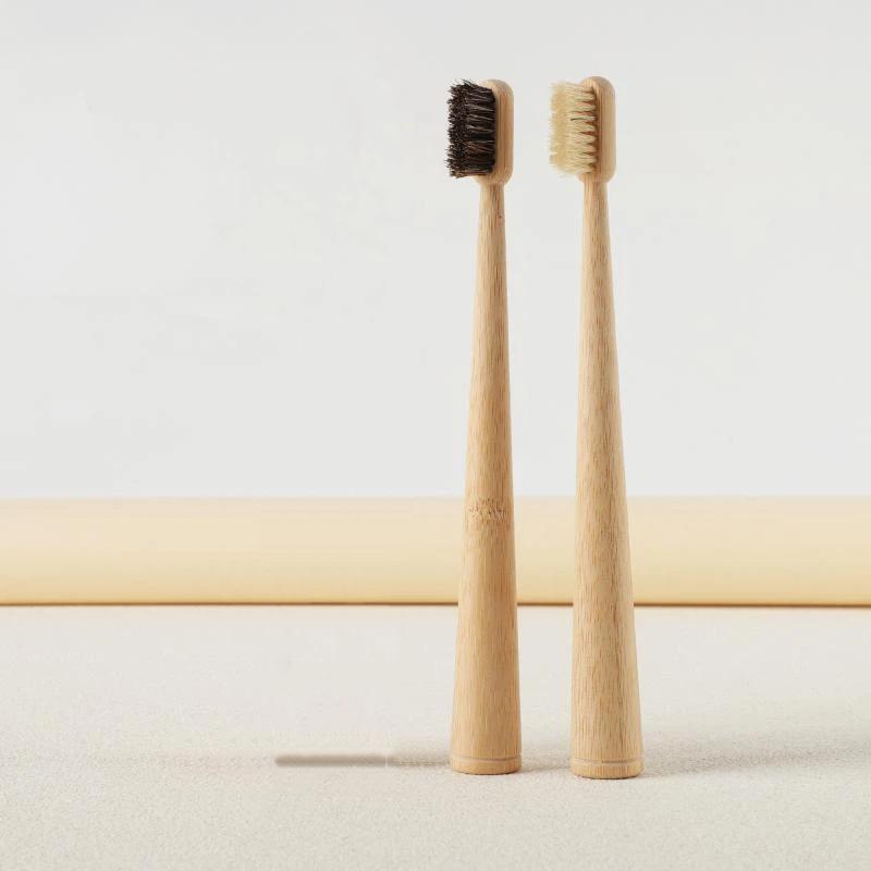 Cepillo de Dientes de Bambú con Cerdas de Caballo Sin Nailon Biodegradable Cerdas Suaves para Adultos Cuidado Suave de las Encías Uso Diario en Casa