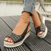 Women’s Buckle Strap Wedge Peep-Toe Sandals Comfortable Summer Shoes