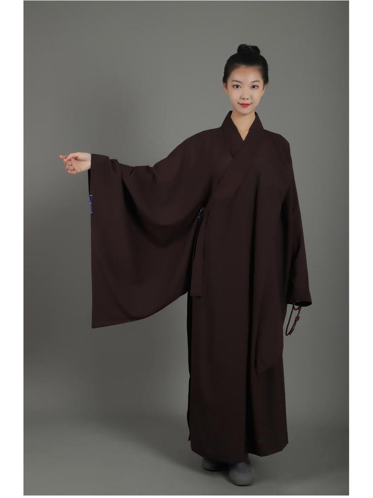 Haiqing Zen Monk Robe - Unisex, Linen, Coffee Color, All-Seasons Meditation Coat