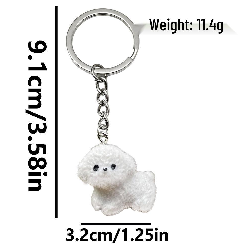 Resin Cartoon Animal Keychain: Puppy, Bichon, Border Collie, Teddy, Rabbit