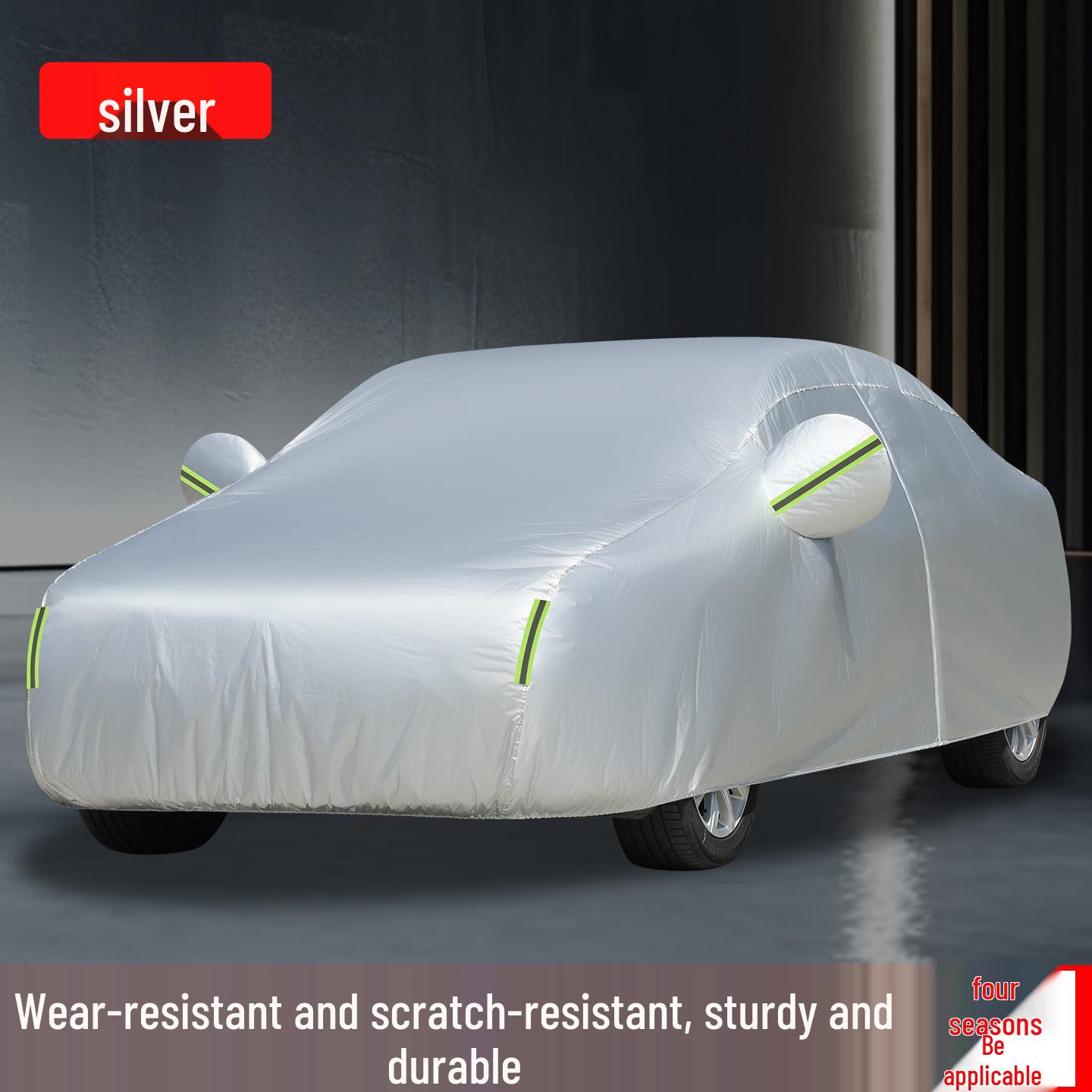 Universal All-Season Thickened Car Cover with Sun Protection and Heat Insulation 19 Silver