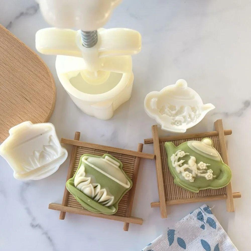 Teapot Shape Hand Press Mould 75g Pastry Mold Baking Accessories Mooncake Molds  Cake Cookie
