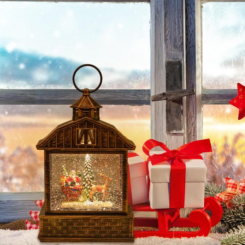 Фонарь Рождественский Декоративный Настольный Фонарь Рождественский Блестящий Водный Фонарь Декоративный Фонарь Для Праздничного Украшения snowman