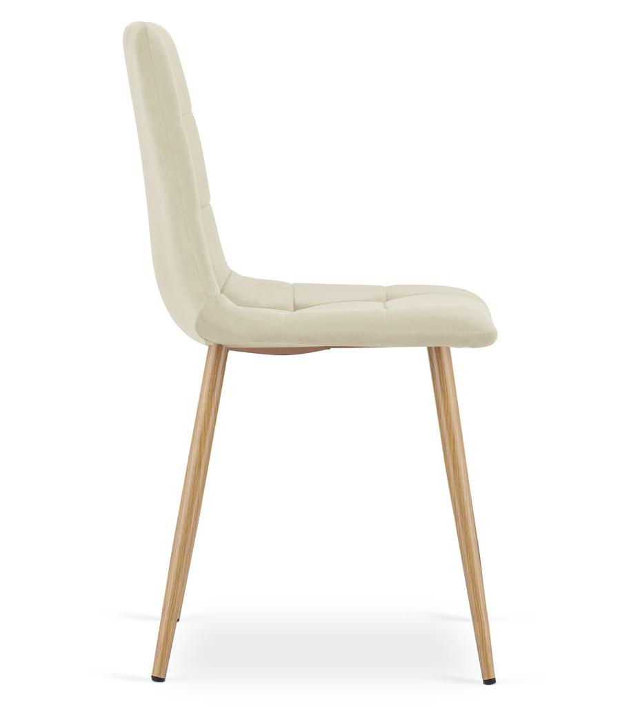 KARA Chair - Light Beige Velvet / Wood-colored Legs X 2