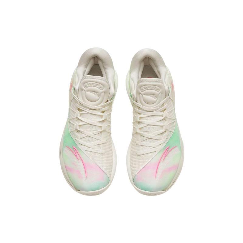 Anta Skyline 1 Anti Slip Wear Resistant Low Top Basketball Shoes Men's White Cyan Pink, Firework Color Scheme Sneakers 112311107-4