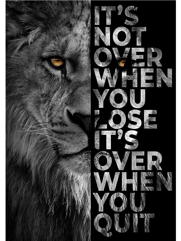 Inspirational Quote Black and White Lion Poster Nordic Canvas Painting Animal Wall Art Picture For Modern Home Living Room Decor