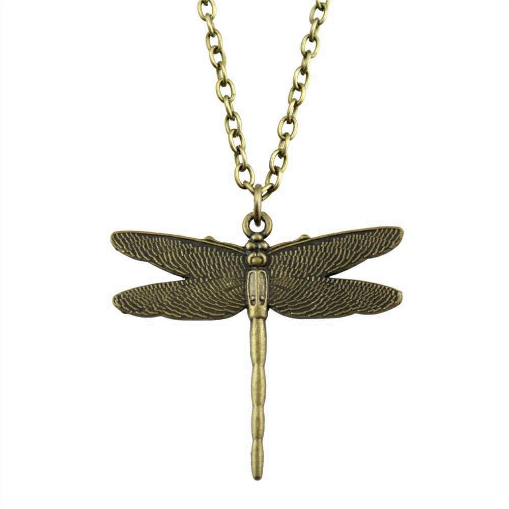 Openwork Dragonfly Pendant Necklace Insect Nature Boho Jewelry 45cm or 70cm long chain