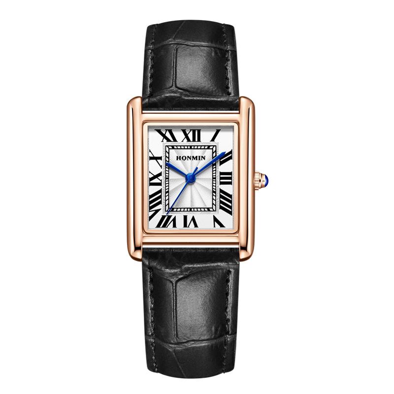 Correa de Cuero Relojes de Cuarzo Cuadrados para Pareja: Impermeable, Simple, Diseño Moderno para Hombres y Mujeres