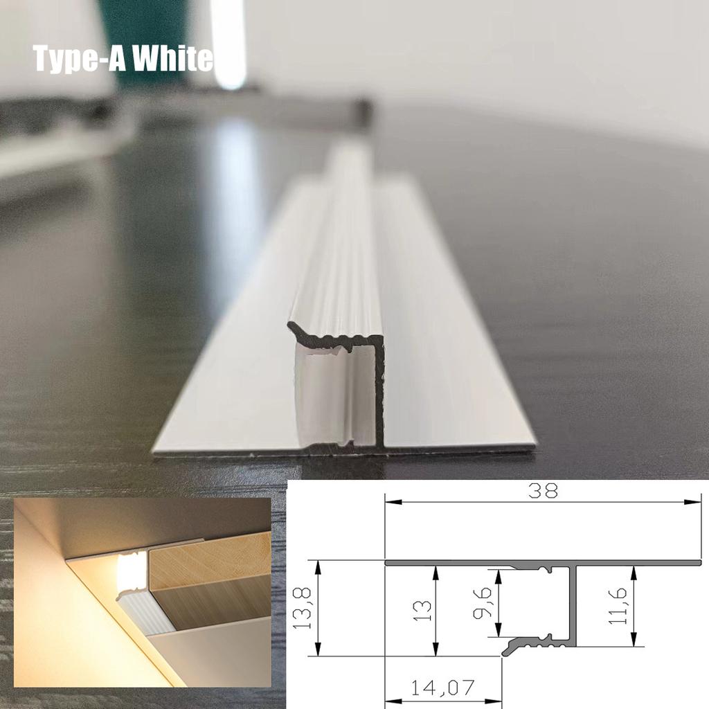 0.5m/1m Ceiling Top Corner LED Aluminum Profile Frameless Embedded Channel Luminous Plaster Line Wall Washing Decor Linear Light