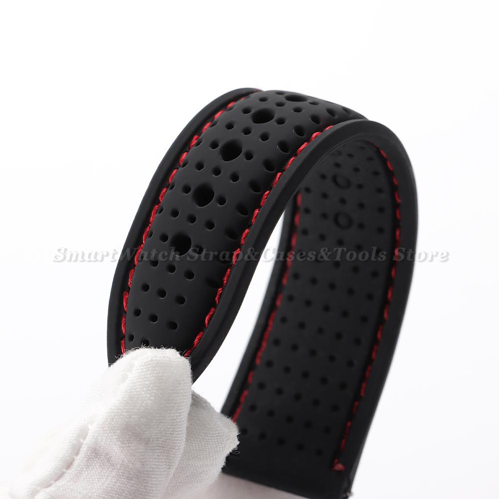 Soft Silicone Rubber Watch Strap 20mm 22mm 24mm Men Women Stitching Sport Waterproof Breathable Wrist Band for Seiko Bracelet