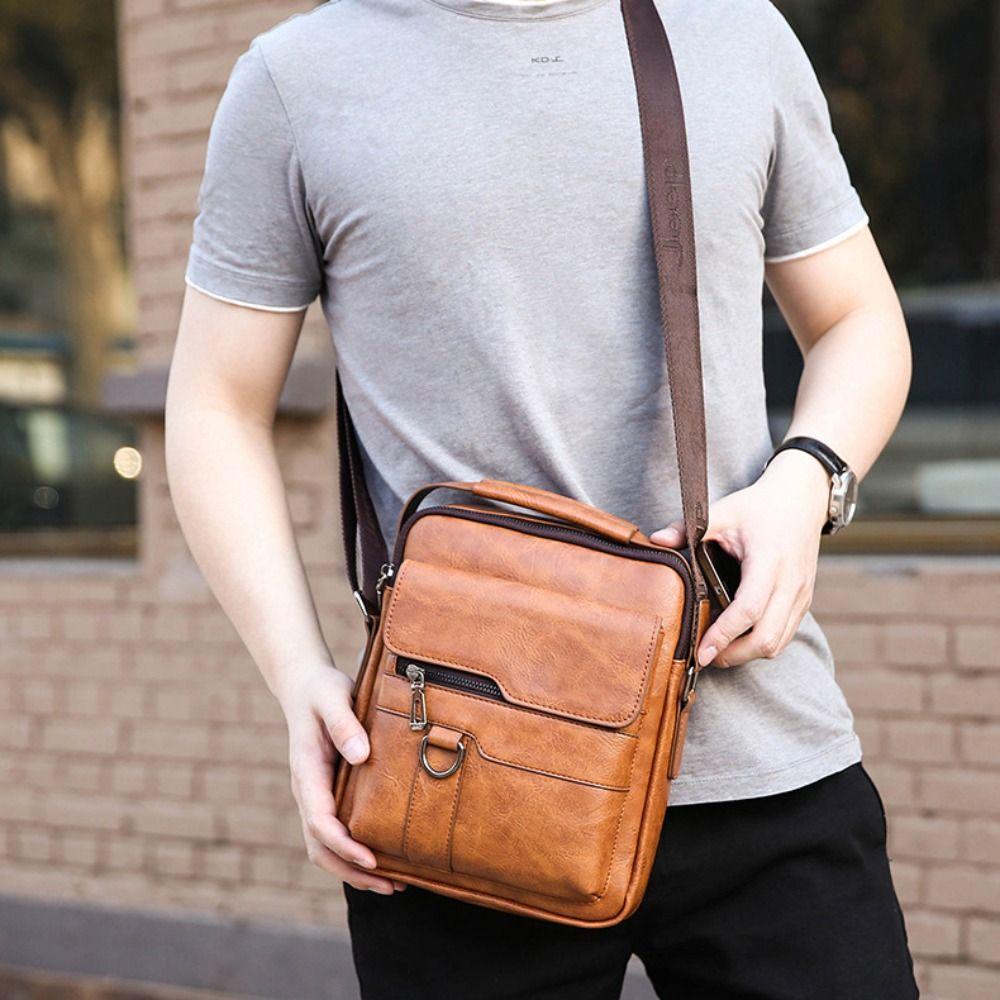 

Multi-pockets Men s Shoulder Bag Square Vintage Men s Crossbody Bag Official хаки