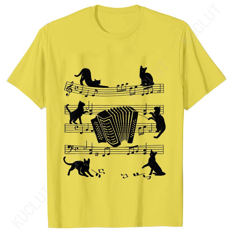 Funny Accordionist Cats Loving Accordion Player T Shirt Graphic Design Streetwear Short Sleeve Birthday Gifts Summer Tshirt Top S
