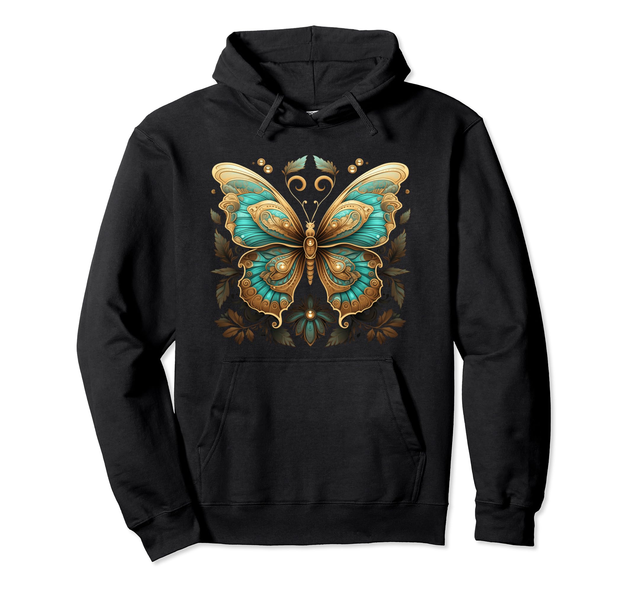 

Vintage Kotajecore Butterfly Moss with Flowers Hoodie чёрный
