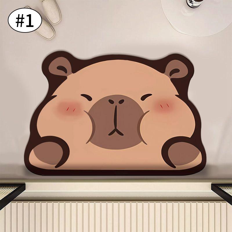Cute Capibala Absorbent Bathroom Mat Kapibala Non-Slip Toilet Foot Pad Bathtub Carpets Bath Mats Entrance Floor Rug Home Decor