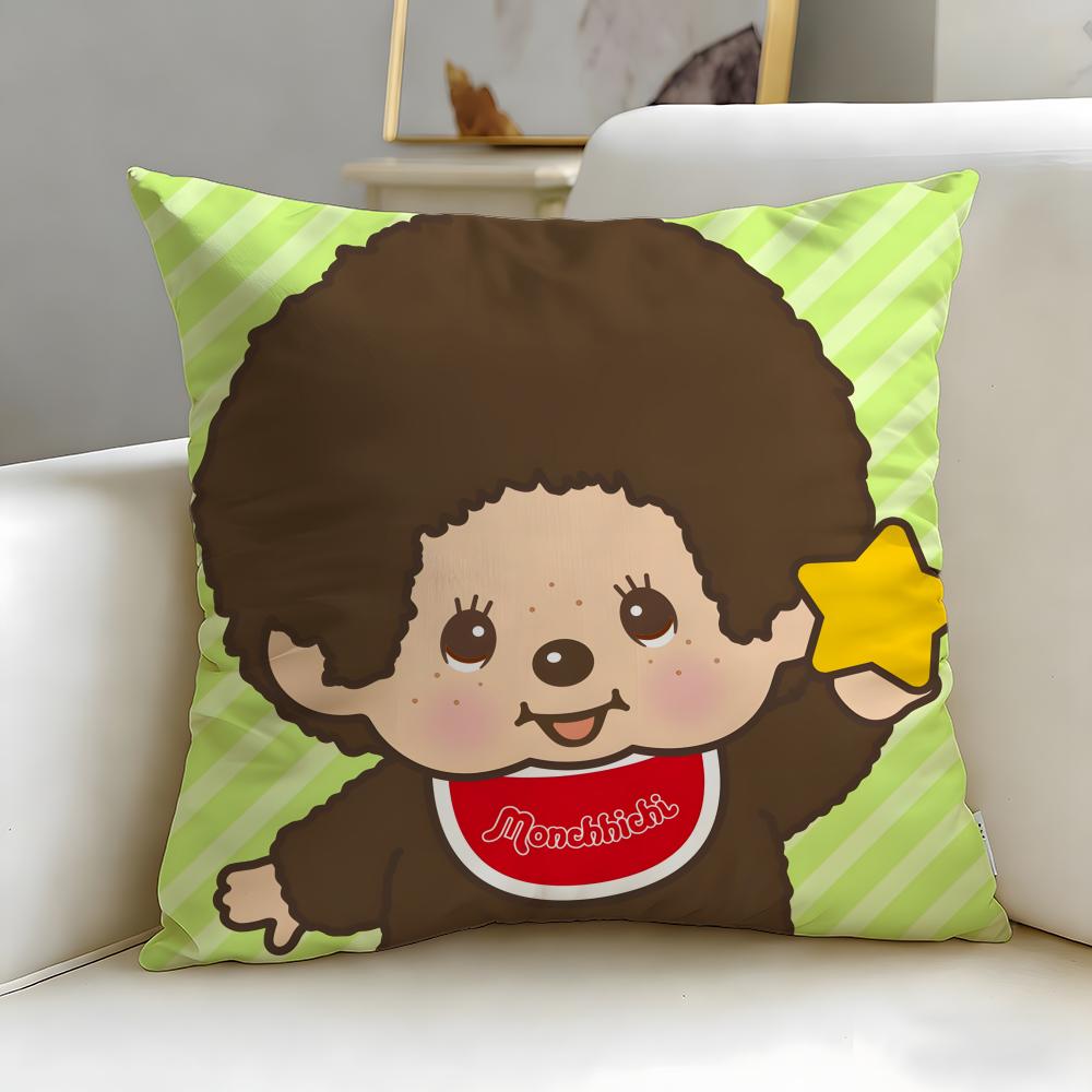 

classic toy brand Monchhichi Cushion Cover Soft EasyWash Pillow Case Versatile for Couch Bed Travel and Office 30X30cm