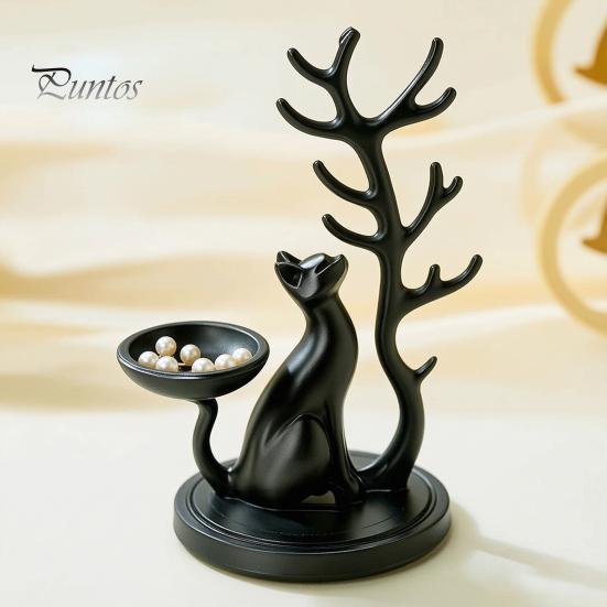 Necklace Display Rack Cute Cat Tree Branch Jewelry Organizer, 3D Printed Earring Bracelet Hair Gifts for Lovers Tie Storage Holder, Decorative Trinket