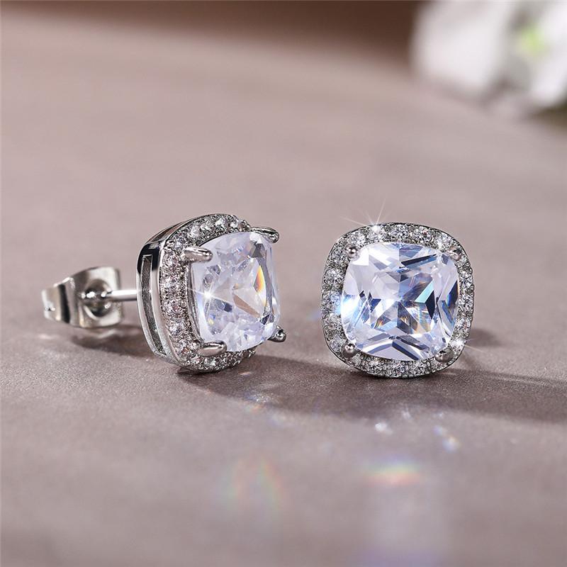 Sterling  CZ Stud Earrings for Women Fashion Contracted Jewelry High Quality Wedding Engagement Earrings