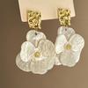 1 Pair Women Stud Earrings Exaggerated Flower Shape Drop Earrings French Style Earrings Jewelry Accessories