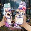 1PC Boho Owl Flower Wild Animal Portrait 750ml Color Plastic Sports Water Bottle Leakproof Flip Straw Lid Suitable for Sports Office Home Use