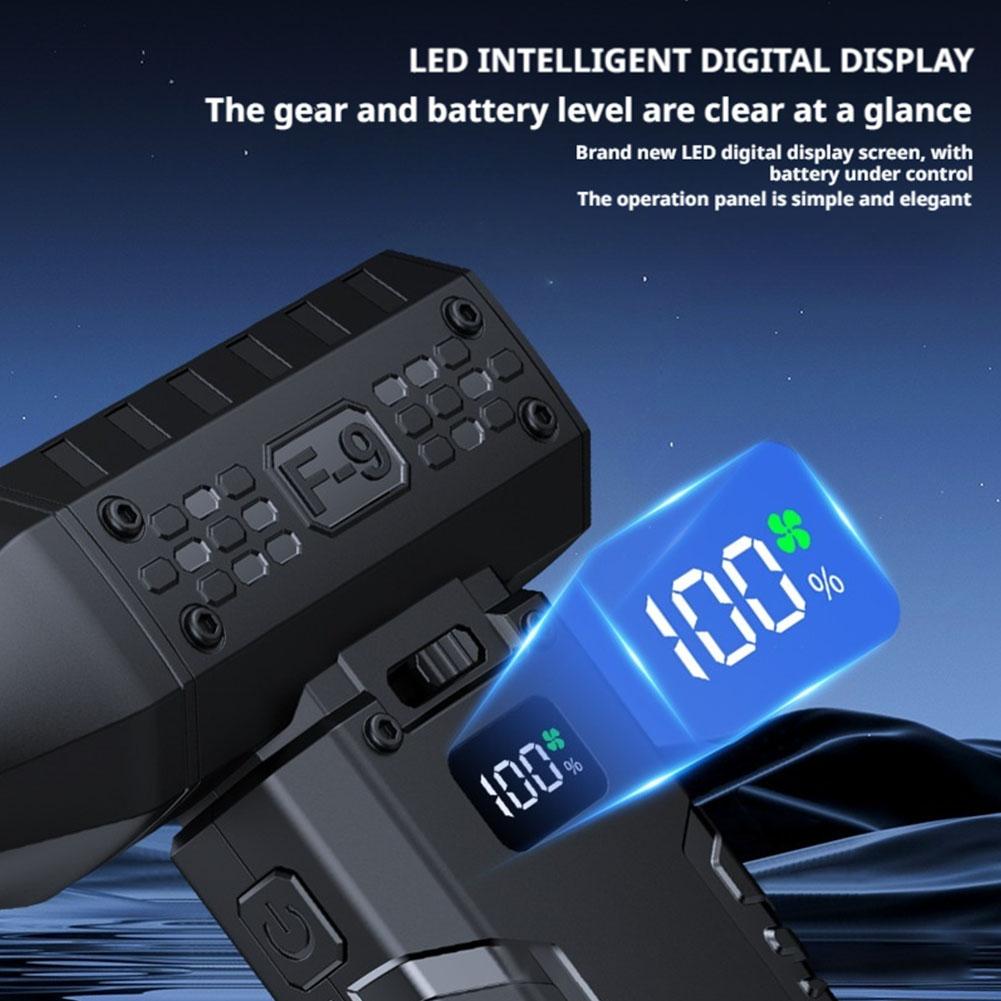 Mini Air Blower 160000 RPM Handheld Electric Turbo Jet Fan 52m/s Wind Speed Brushless Motor Turbo Violent Fan LED Display