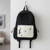 Daypack Canvas Bow Backpack Casual Embroidered Students School Bag Contrast Color Scratch Prevention Large Capacity Backpack