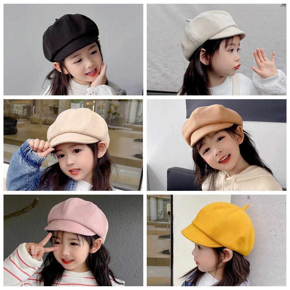 Y2K Kids Berets Cap Flat Children Newsboy Cap Soft Octagonal Hat  Boys