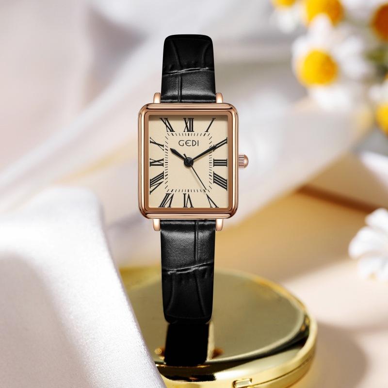 Vintage Roman Scale Women'S Watch Simple Small Square Disc Belt Watch Women'S Waterproof Quartz Watch