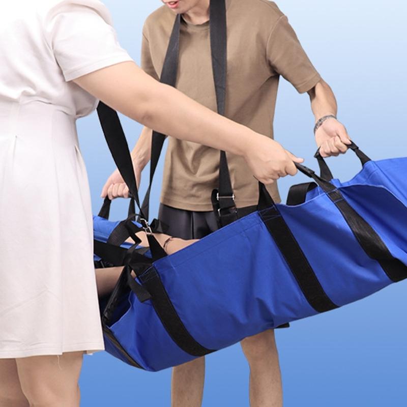 Oxford Cloth Patient Transfer Sheet with Multiple Handle and Shoulder Straps, Waterproof Foldable Soft Stretcher with Storage Bag for Home and Outdoor