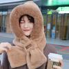 Women's Winter Plush Fox Hat & Scarf Combo - Warm, Trendy, and Versatile Hooded Design