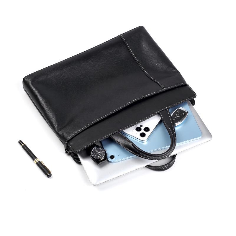 Geantă de mână și geantă de umăr pentru bărbați din piele naturală - Geantă de mână business casual cu capacitate mare