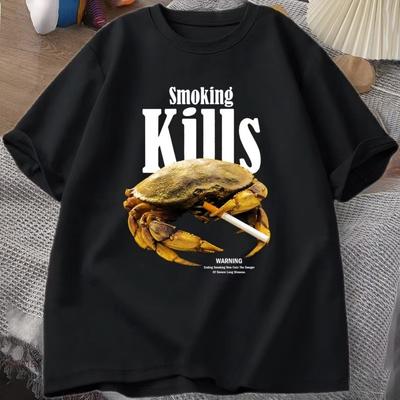 Retro Smoking Kills Krebs T-Shirt Unisex Lustig Anti-Raucher Werbung Grafik-T-Shirt Vintage Humor T-Shirt Seltsam 90er Y2K Streetwear Kleidung