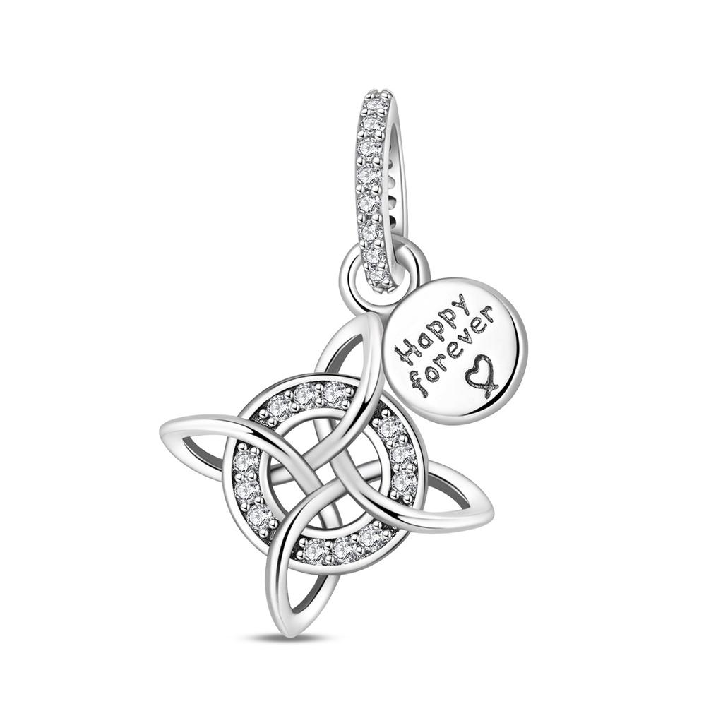 Original Charms Beads Silvering Concentric Knot Romantic Freedom Eternal Wish Charms Pendant DIY Bracelet Jewelry Making