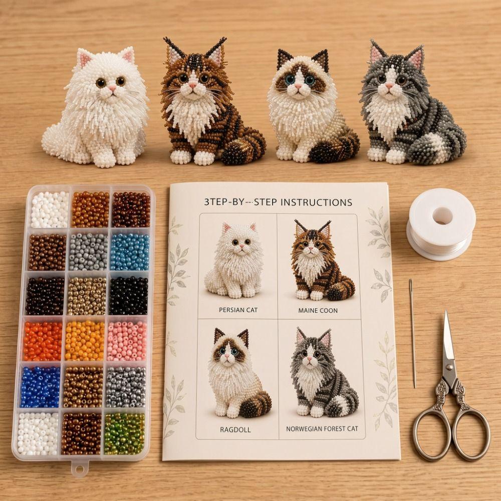 Tiny DIY Animal Bead Embroidery Kit Handmade Animal Crafting Set For Beginners