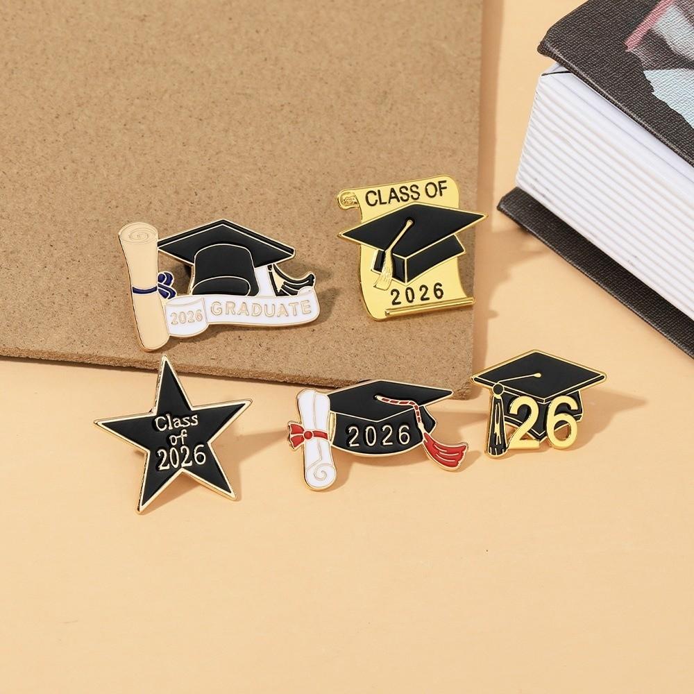 Black Golden Mortarboard Brooches Zinc Zinc Alloy Graduation Gift Graduation Season Pins  Graduation Ceremony