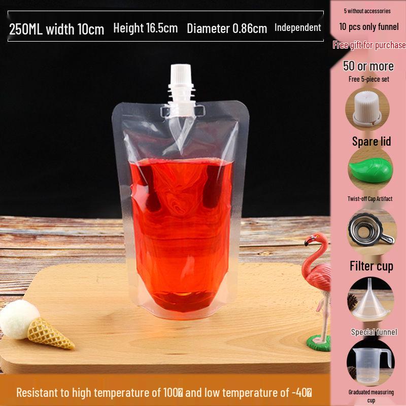 Disposable Transparent Spout Bag for Soy Milk, Chinese Medicine, Soup, or Beverages - Self-Standing and Convenient for Takeaway