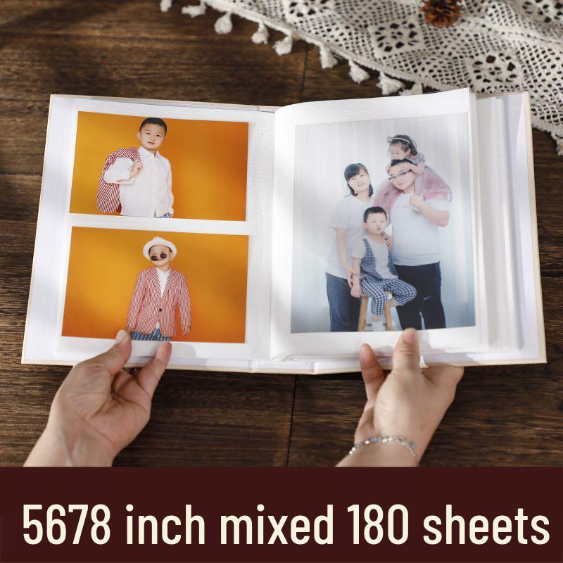 Mixed Size Laminated Family Photo Album - 5, 6, 7 Inch Inserts, Large Capacity
