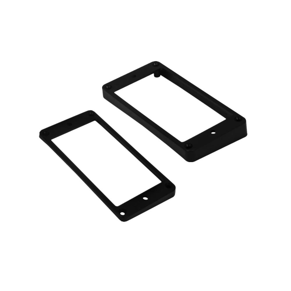 FLEOR Set of Plastic Neck & Bridge Curved Frame Humbucker Pickup Mounting Rings Black/Cream for LP Style Guitar