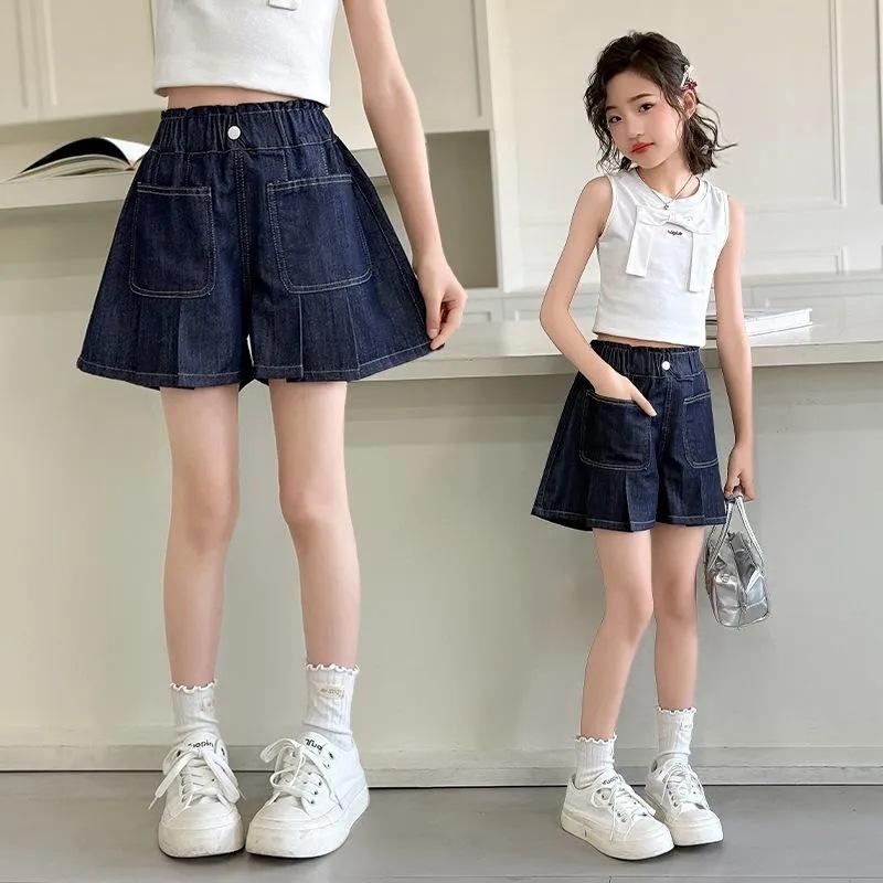 Girls Summer Thin Solid Denim Shorts Casual Stylish Pants for Big Kids 120
