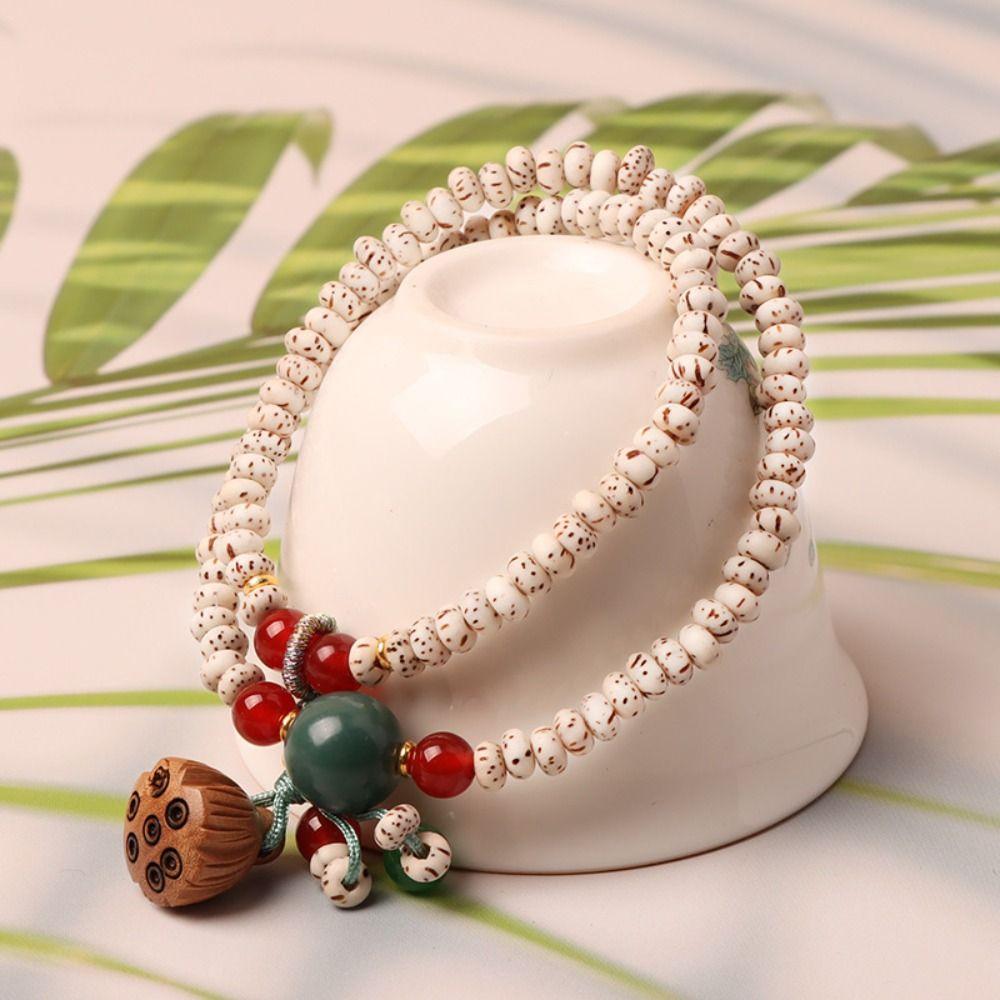 

Buddha Bead Lotus Pod Bodhi Bracelet Advanced Sense Style Chinese Style Jewelry Female білий